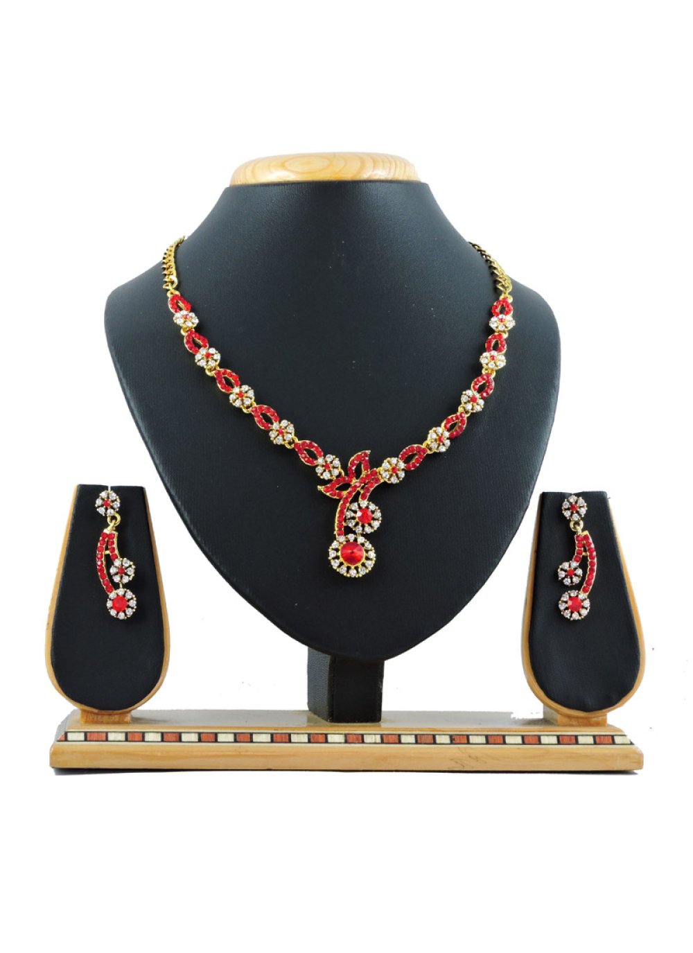 Praiseworthy Red and White Gold Rodium Polish Necklace Set