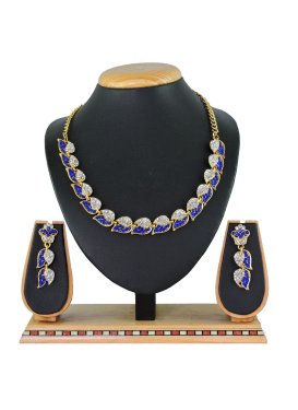 Precious Alloy Blue and White Necklace Set For Party