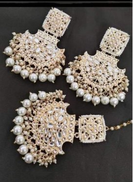 Precious Alloy Gold Rodium Polish Beads Work Earrings Set