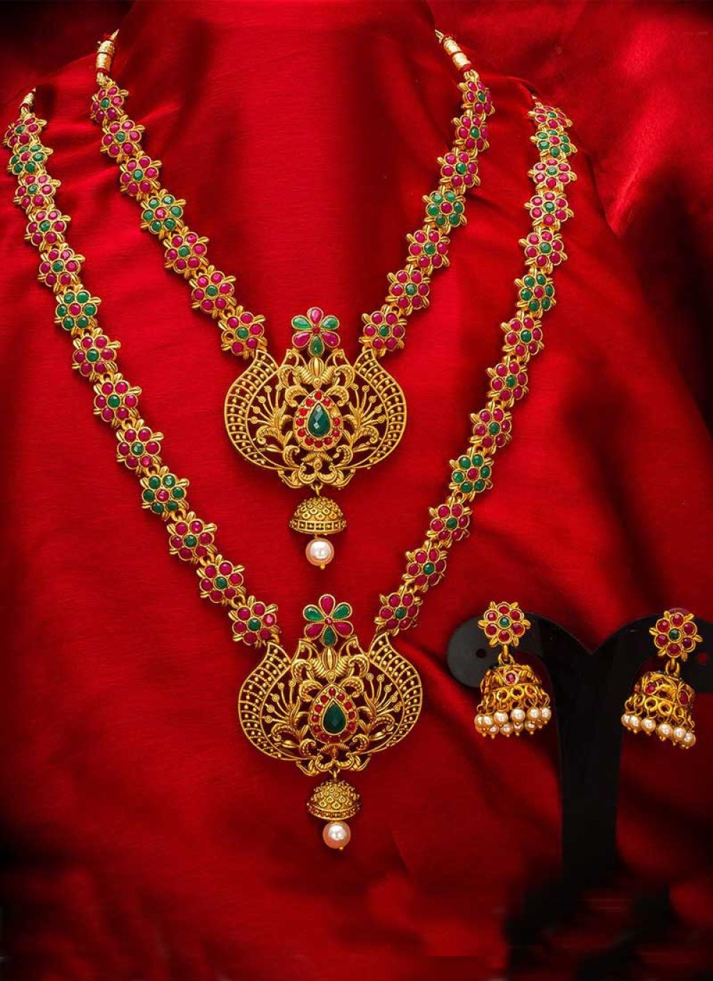 Precious Gold Rodium Polish Alloy Necklace Set For Bridal
