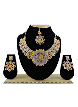 Precious Gold Rodium Polish Alloy Necklace Set For Festival