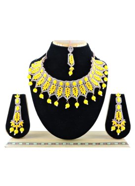Pretty Alloy Gold Rodium Polish Necklace Set For Party