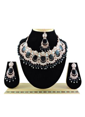 Pretty Beads Work Alloy Gold Rodium Polish Necklace Set For Ceremonial