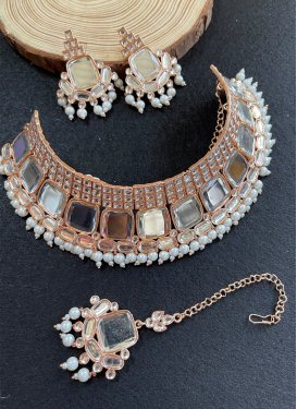 Pretty Beads Work Gold Rodium Polish Necklace Set