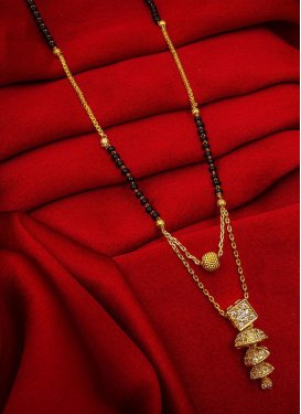 Pretty Black and Gold Beads Work Alloy Gold Rodium Polish Mangalsutra