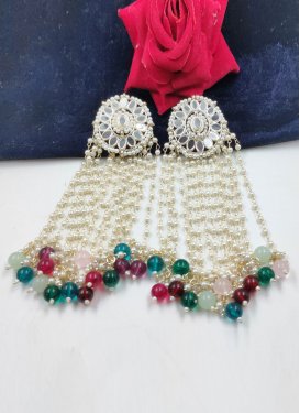 Pretty Gold Rodium Polish Beads Work Earrings