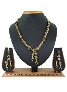 Pretty Gold Rodium Polish Beads Work Necklace Set