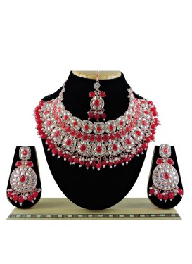 Pretty Red and White Gold Rodium Polish Necklace Set