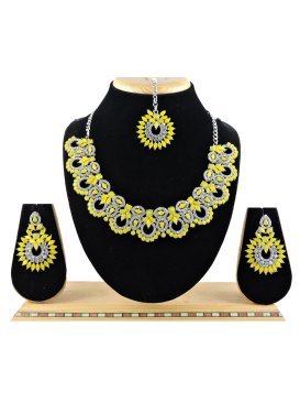Pretty Silver Rodium Polish Alloy Silver Color and Yellow Necklace Set
