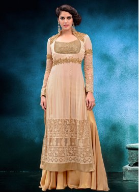 Princely Beige Color Palazzo Style Designer Suit