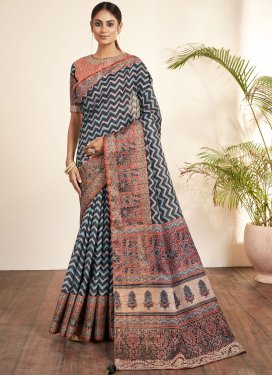 Print Work Bhagalpuri Silk Designer Contemporary Style Saree