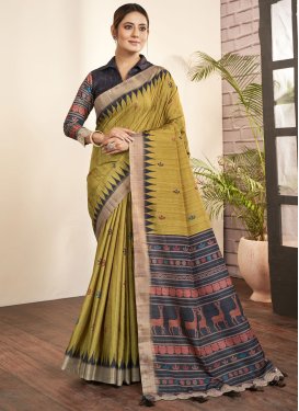 Print Work Bhagalpuri Silk Designer Contemporary Style Saree