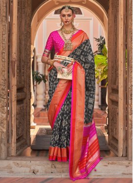 Print Work Patola Silk Designer Traditional Saree For Ceremonial