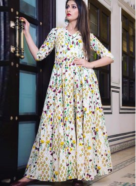 Print Work Readymade Designer Gown For Ceremonial