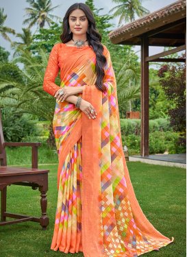 Print Work Trendy Saree For Casual