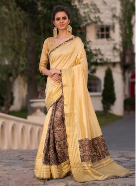 Prominent Cream Party Traditional Saree