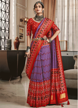 Purple and Red Patola Silk Trendy Classic Saree