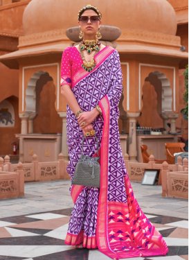 Purple and Rose Pink Patola Silk Trendy Classic Saree