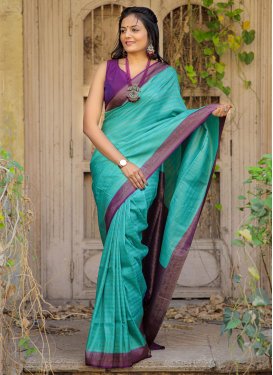 Purple and Turquoise Designer Contemporary Saree For Ceremonial