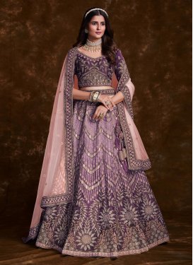 Purple and Violet Silk Designer A Line Lehenga Choli