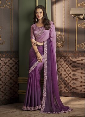 Purple and Violet Silk Georgette Traditional Designer Saree