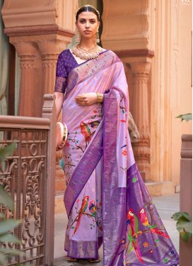 Purple and Violet Woven Work Designer Contemporary Style Saree