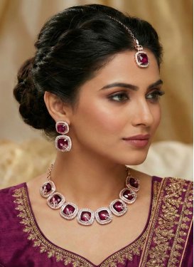 Purple and White Gold Rodium Polish Necklace Set