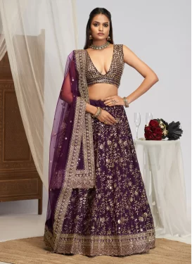 Purple Georgette Embroidered Work Designer Lehenga Choli for Women