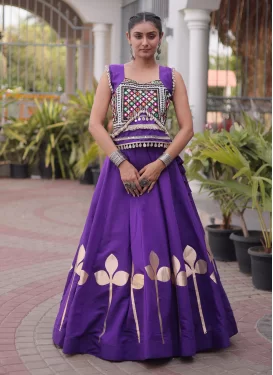 Purple Silk Blend Readymade Lehenga Choli with Embroidered Work for Festival