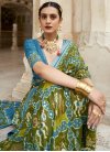 Firozi and Olive Patola Silk Designer Contemporary Style Saree - 1