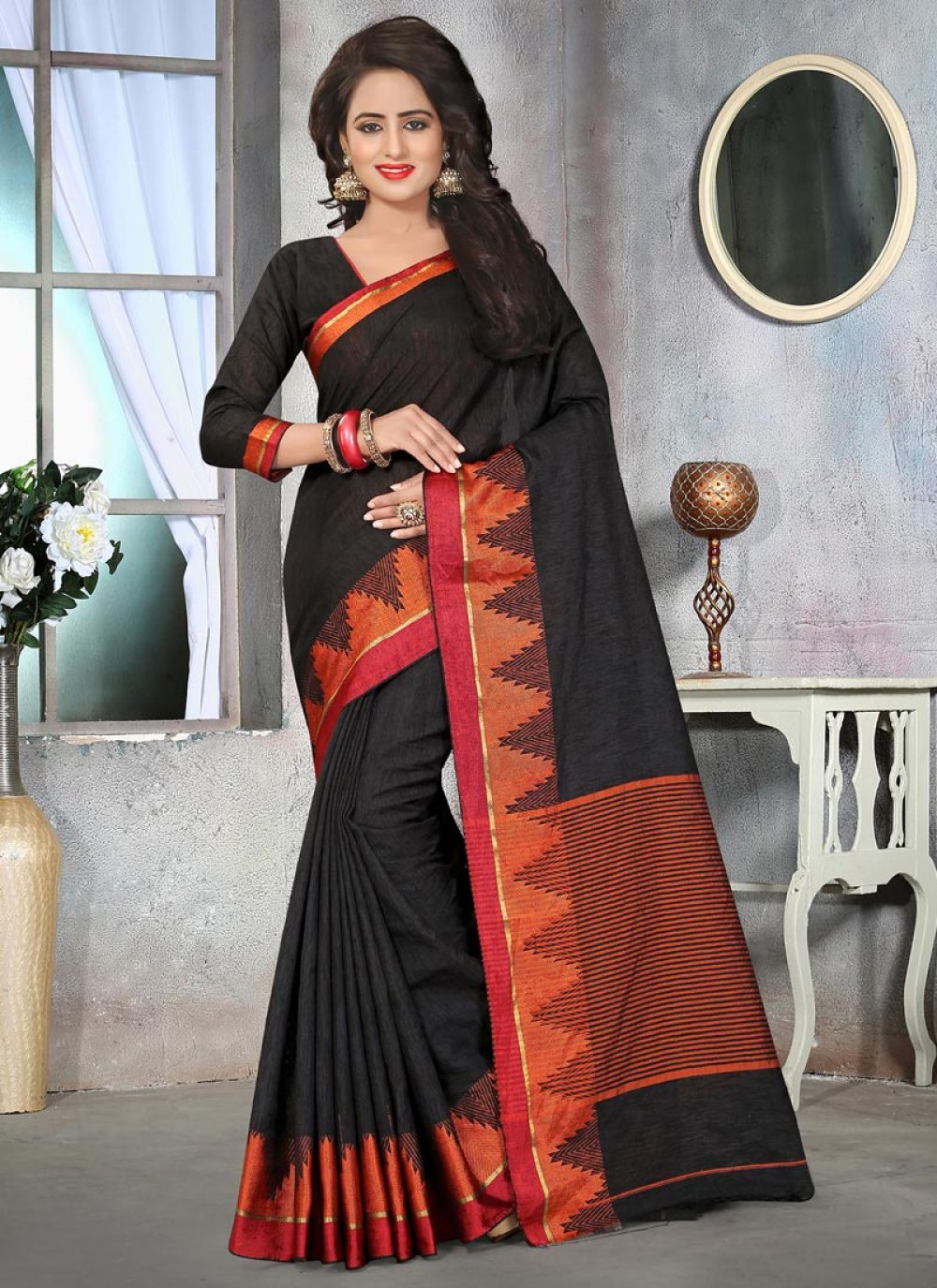 Shop Radiant Cotton Silk Resham Work Contemporary Style Saree For