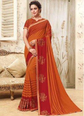 Radiant Orange Ceremonial Classic Designer Saree