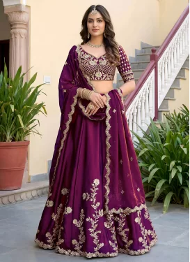 Rangoli Silk Designer Lehenga Choli with Embroidered Work for Ceremonial in Wine