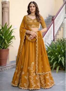 Rangoli Silk Designer Lehenga Choli with Embroidered Work in Mustard for Party