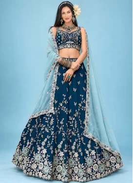 Rangoli Silk Designer Lehenga Choli with Embroidered Work in Teal