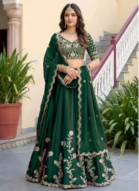 Rangoli Silk Embroidered Work Designer Lehenga Choli in Green