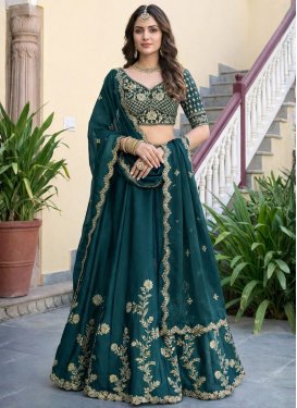 Rangoli Silk Embroidered Work Designer Lehenga Choli in Teal