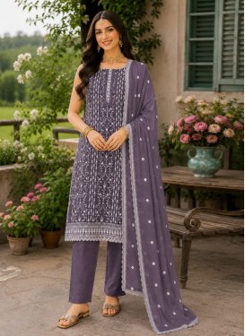 Rangoli Silk Readymade Salwar Suit with Embroidered Work in Violet