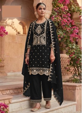 Rangoli Silk Straight Suit with Embroidered Work in Black