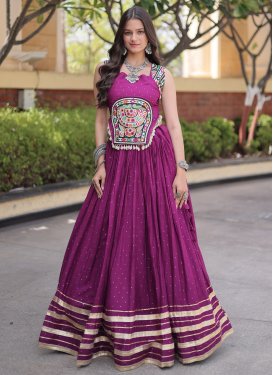 Rayon Readymade Lehenga Choli with Embroidered Work for Women in Purple