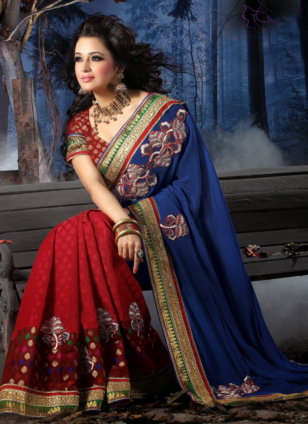 Padmaja - Pinkish Magenta and Navy Blue Cotton Halfsaree – Ivalinmabia