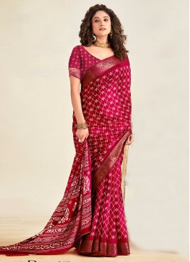 Red and Rose Pink Art Silk Traditional Designer Saree