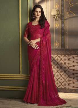 Red and Rose Pink Satin Georgette Designer Traditional Saree