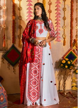 Red and White Maslin Designer Classic Lehenga Choli For Ceremonial