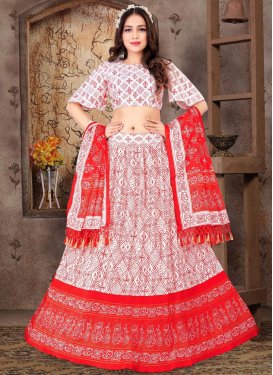 Red and White Satin Silk Designer Lehenga Choli