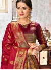 Red Weaving Art Silk Traditional Designer Saree - 1