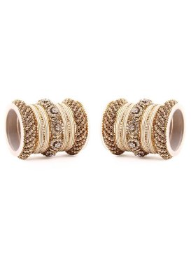 Regal Alloy Cream and Gold Kada Bangles For Party