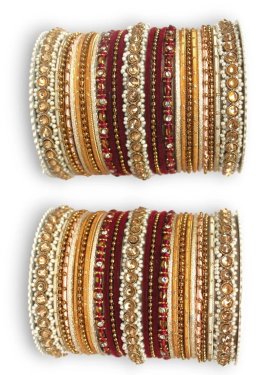 Regal Beads Work Gold Rodium Polish Brass Bangles For Bridal