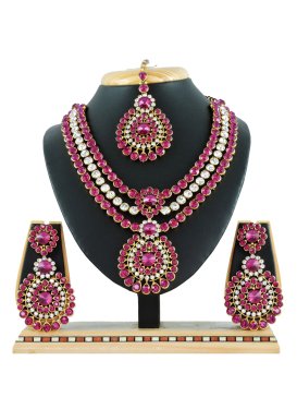 Regal Rose Pink and White Necklace Set For Festival