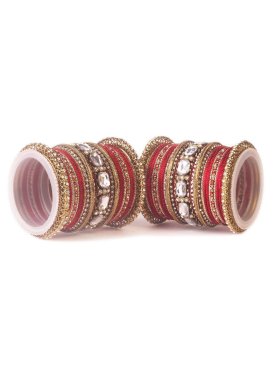 Regal Stone Work Alloy Bangles For Bridal